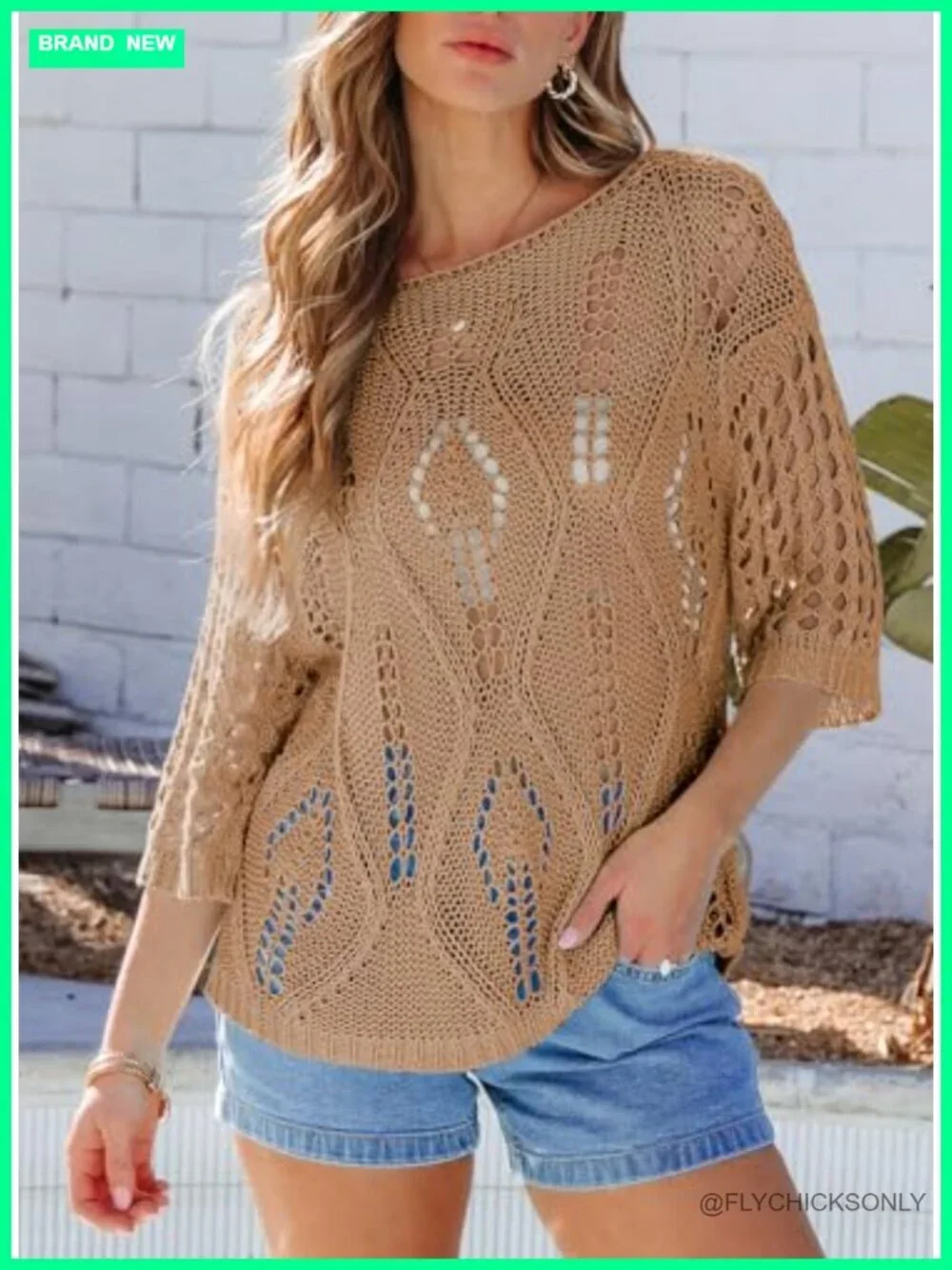 Crochet Hollow Out Knit Cover Up Sweater - Lightweight Beach Swimwear Coverup